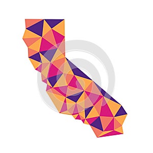 California state colorful polygon map