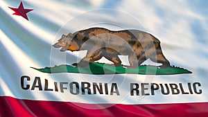 California state flag. Waving flag of California state, United States of America