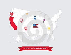 California State map highlighted on USA map