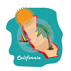 california state map with long beach. Vector illustration decorative design