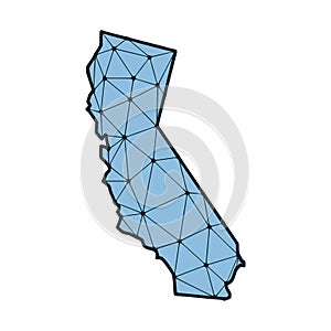 California state map polygonal illustration made of lines and dots