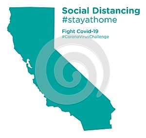 California state map with Social Distancing stayathome tag