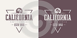 California state textured vintage vector t-shirt and apparel design, typography, print, logo, poster.