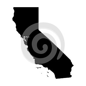 California, state of USA - solid black silhouette map of country area. Simple flat vector illustration