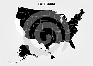 California. States of America territory on gray background. Separate state. Vector illustration