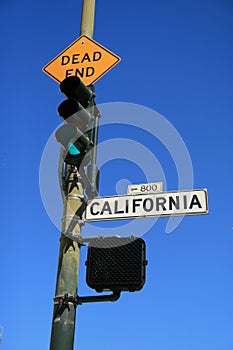 California street sign and light