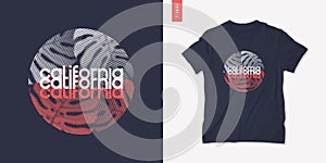 California summer graphic t-shirt design, tropical print, vector illustration photo