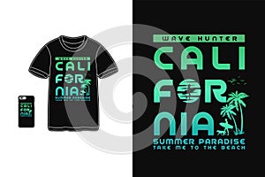 California summer paradise t shirt design silhouette retro vintage style