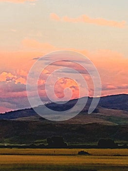 California sunset over mountains