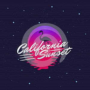 California Sunset retro neon logo.