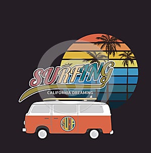 California surf typography, t-shirt graphics , vector format eps10