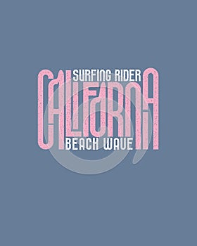 California Surfing Rider Beach Wave Typography t shirt design