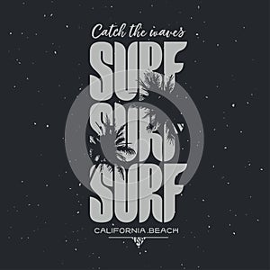 California surfing t-shirt apparel design. Vector illustration.