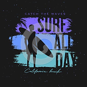 California surfing t-shirt apparel design. Vector illustration.