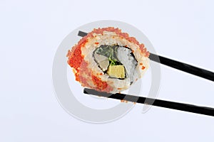 California Sushi Roll with Egg, Vegetables, Flying Fish Roe