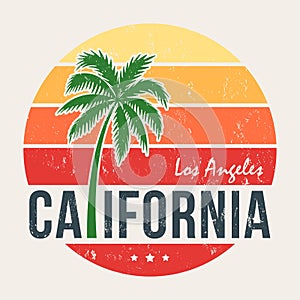 California tee print with styled palm tree