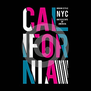 CALIFORNIA typography design tee for t shirt print