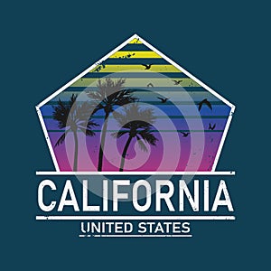 California typography for t-shirt print , vector illustration