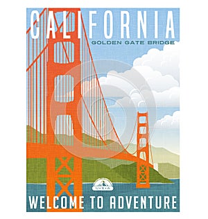 California, United States travel poster or sticker