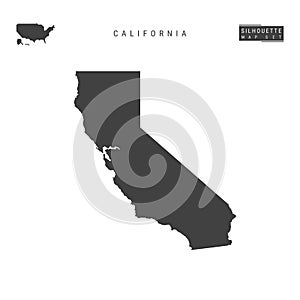 California US State Vector Map Isolated on White Background. High-Detailed Black Silhouette Map of California