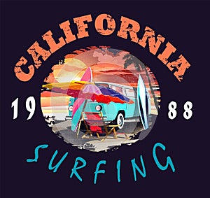 California vector illustration, for t-shirt print and other uses photo