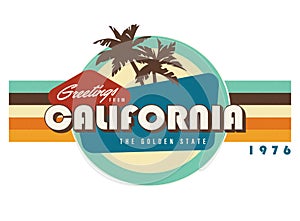 California Vintage Postcard style t-shirt design art