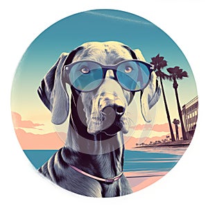 California Weimaraner Dog With Sunglasses Magnet