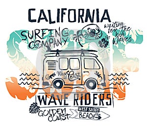 California West Coast surfer van