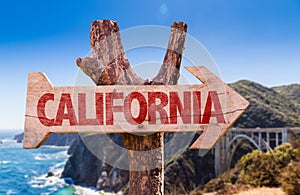 California wooden sign with Big Sur on background photo