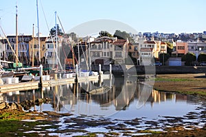 California yacht harbor with the San Francisco