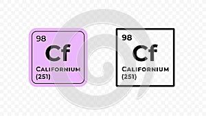 Californium, chemical element of the periodic table vector