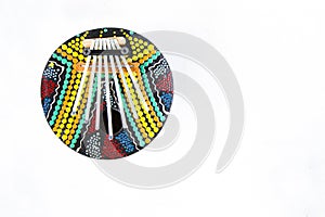 Calimba, colorful circle music instrument on white background