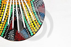 Calimba, colorful circle music instrument on white background