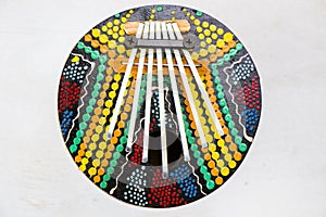 Calimba, colorful circle music instrument on white background