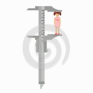 Caliper in a flat style. Mesurement. Building and construction. Vector illustration.