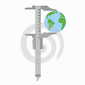 Caliper in a flat style. Mesurement. Building and construction. Vector illustration.