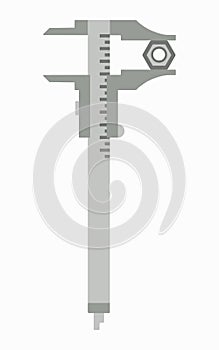 Caliper in a flat style. Mesurement. Building and construction. Vector illustration.
