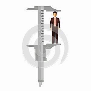 Caliper in a flat style. Mesurement. Building and construction. Vector illustration.