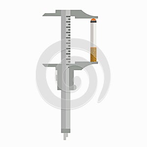 Caliper in a flat style. Mesurement. Building and construction. Vector illustration.