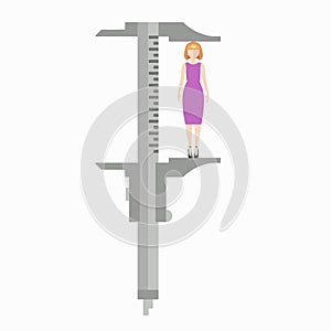 Caliper in a flat style. Mesurement. Building and construction. Vector illustration.