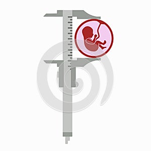 Caliper in a flat style. Mesurement. Building and construction. Vector illustration.