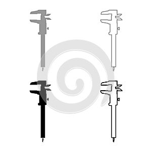 Caliper Hand caliper Sliding caliper Vernier caliper Caliper gage Slide gage Trammel icon set black color vector illustration