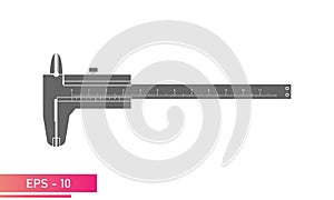 Caliper with numeric scale. Single-color version on a white background. Tools for technical specialists. Flat vector