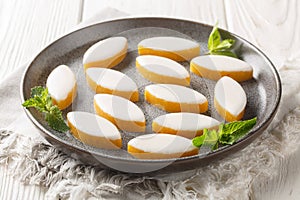 Calissons are a Provencal candy composed of a light paste of crystallised melon, orange and almonds coated with royal icings