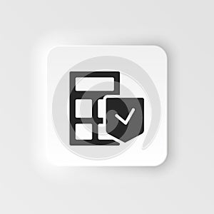 Calk, calculator, insurance icon - Vector. Insurance neumorphic style vector icon.