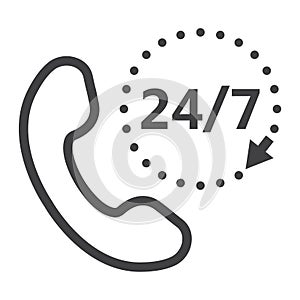 Call 24 7 line icon, support service and website