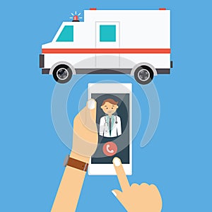 Call ambulance car doctor mobile phone emergency