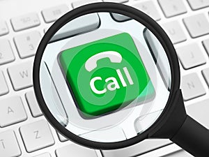 Call button under the magnifying glass