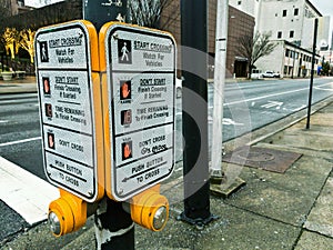 Call buttons with signs on the streets of Atlanta