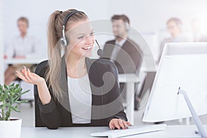 Call center agent using computer